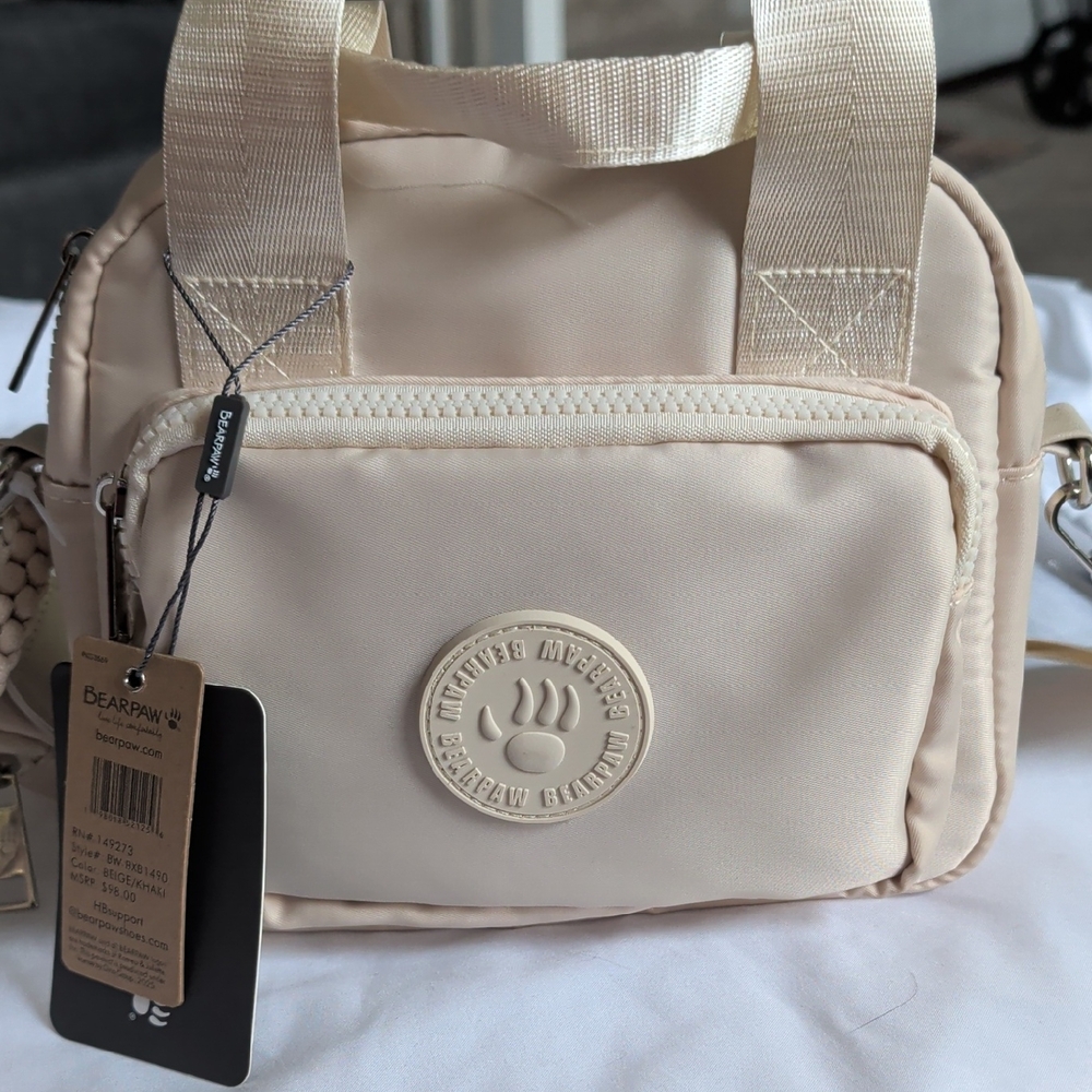 BearPaw Cream Mini Shoulder Bag with Front Pocket